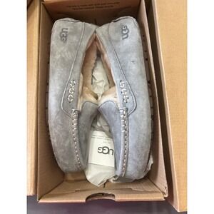 UGG Ansley Moccasin Women 5 Light Grey New Suede Wool Lined Slipper 3312